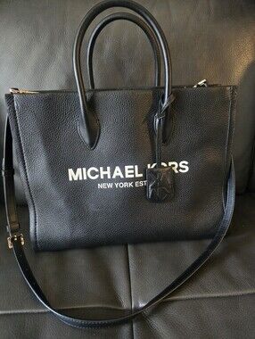 MICHAEL KORS MIRELLA Black Leather Tote Bag